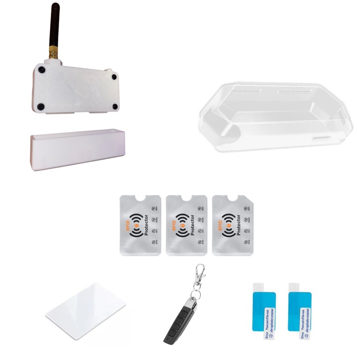 Set Accesorii Flipper Zero-Husa Silicon Transparenta, Carcasa pentru placa Wi-Fi DEV Alba, Antena 3Dbi 433Mhz, 2 Folii Display, Telecomanda Programabila 433Mhz, Card RFID 13.56MHz Rewritable, 3 Protectii Rfid, UnderShop®