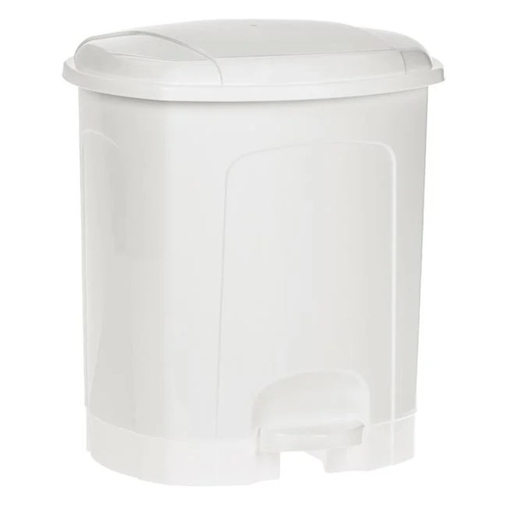 Cos de gunoi din plastic Antbro® alb cu pedala, pentru baie, 11.5L