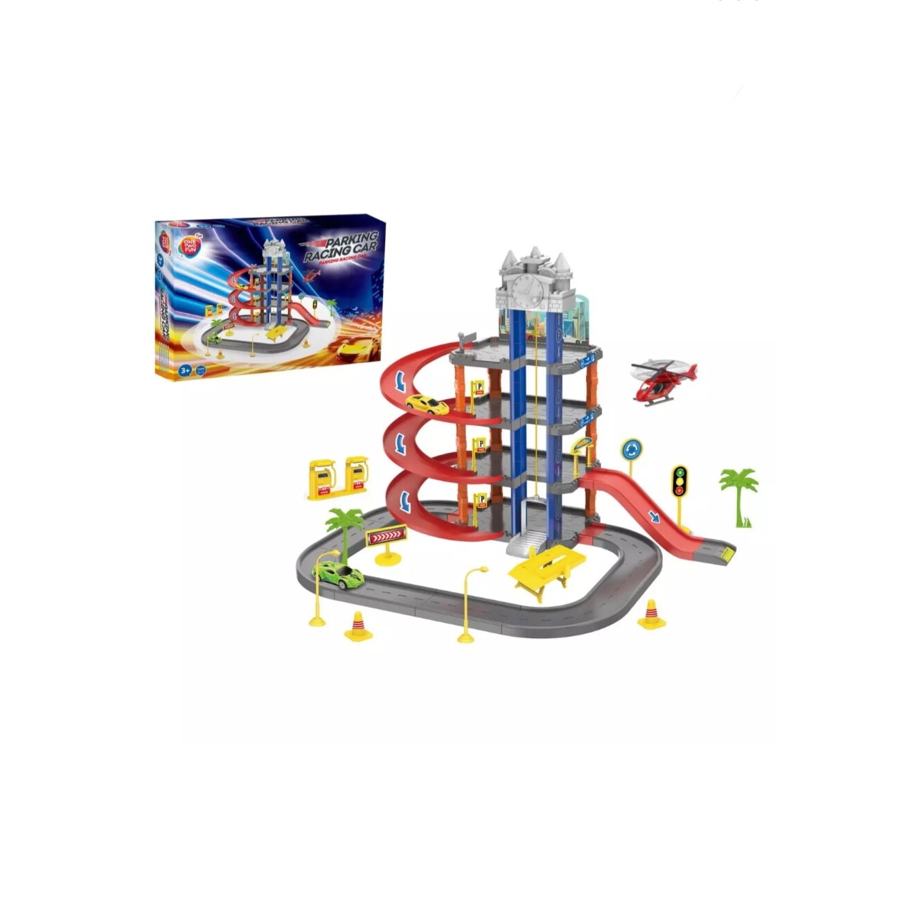 HAVeFUN GARAGE PRODUCTS 「one over f.un」 Set de joaca, garaj pe 3 niveluri cu accesorii One Two Fun
