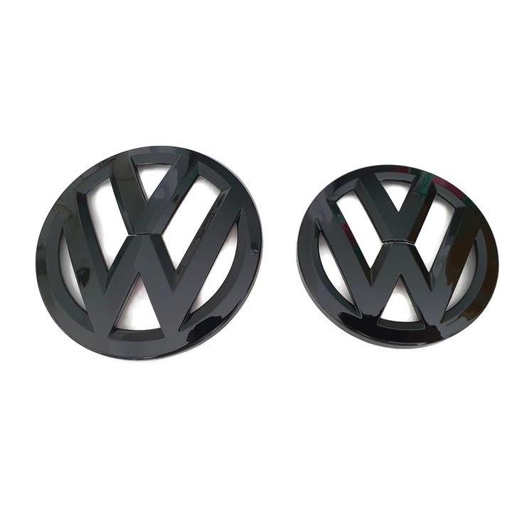 Комплект от 2 предни и задни емблеми с лого за Volkswagen VW MK7 Golf 7 Hatchback, 135 mm и 113 mm, лъскаво черно, двойно лепило / силиконово залепване