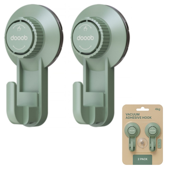 Set 2 suporturi cu ventuza, capacitate maxima 4KG, rezistente la umiditate, verzi