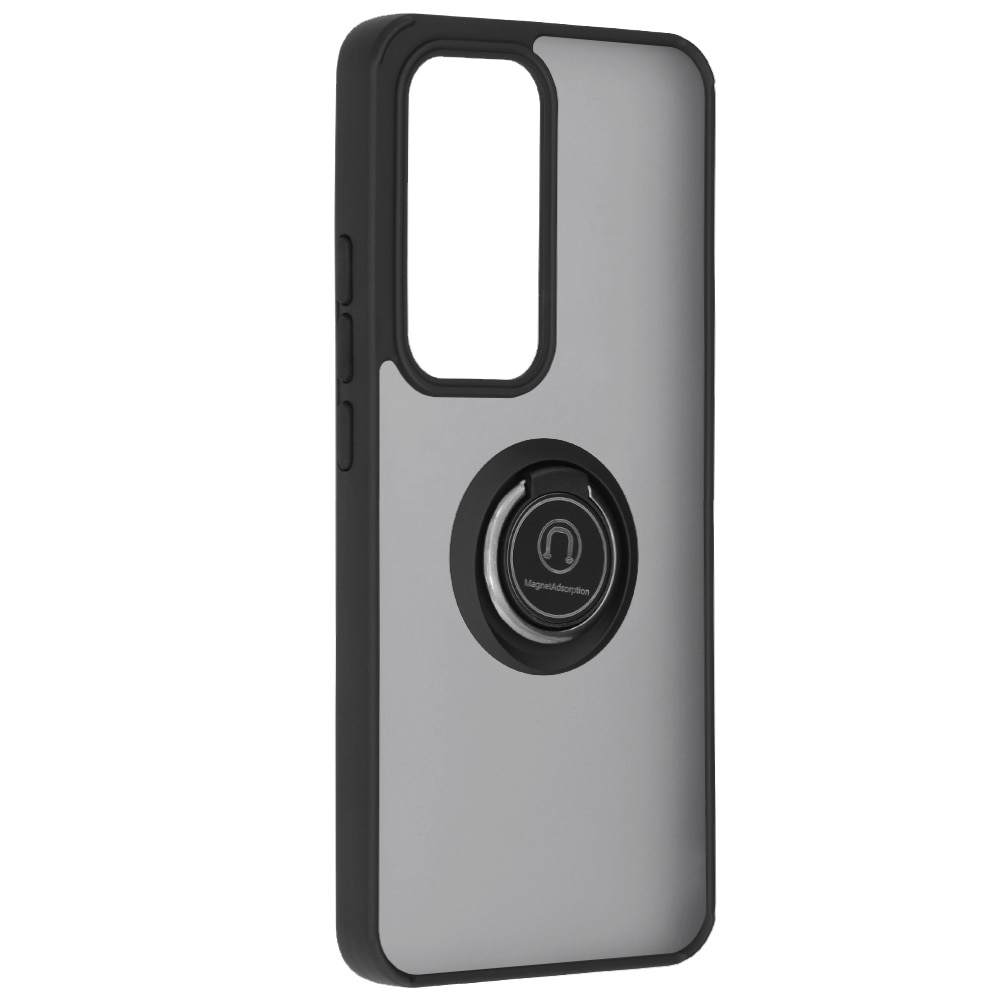 Husa de protectie pentru Oppo Reno 12 Pro premium cu inel stand rotativ suport magnetic si bumper anti-alunecare - negru