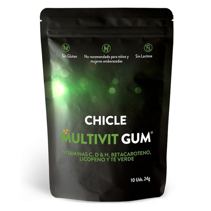 Gume 10 buc. Multivit, pentru Sanatatea Zilnica, Sistem Imunitar, Vitamina C, H, D, Beta-caroten, Licopen, Ceai Verde, Suplimentul Alimentar, Nu Necesita Apa sau Digestie