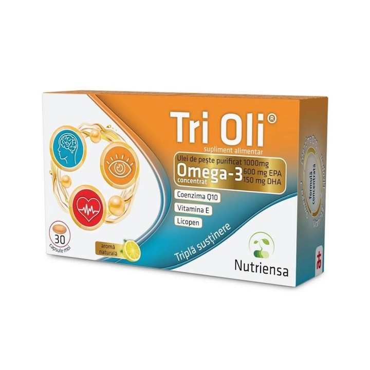 Supliment alimentar cu Ulei de peste si Coenzima Q10, Tri-Oil, 30 capsule moi