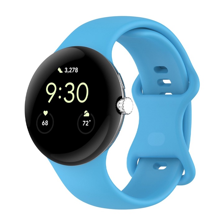 Curea Ajustabila Ceas SmartWatch pentru Google Pixel Watch / Watch 2 / Watch 3 45mm, OPTIM SOLUTION, Soft Silicone, Comfy to Wear, Watchband, Easy to install, Albastru Deschis