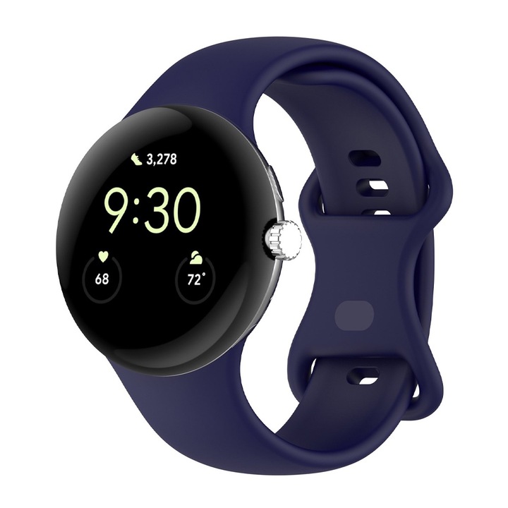 Curea Ajustabila Ceas SmartWatch pentru Google Pixel Watch / Watch 2 / Watch 3 45mm, OPTIM SOLUTION, Soft Silicone, Comfy to Wear, Watchband, Easy to install, Albastru Inchis