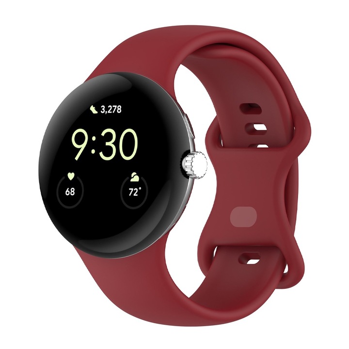 Curea Ajustabila Ceas SmartWatch pentru Google Pixel Watch / Watch 2 / Watch 3 45mm, OPTIM SOLUTION, Soft Silicone, Comfy to Wear, Watchband, Easy to install, Rosu