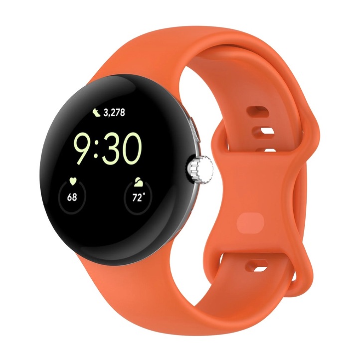 Curea Ajustabila Ceas SmartWatch pentru Google Pixel Watch / Watch 2 / Watch 3 45mm, OPTIM SOLUTION, Soft Silicone, Comfy to Wear, Watchband, Easy to install, Portocaliu