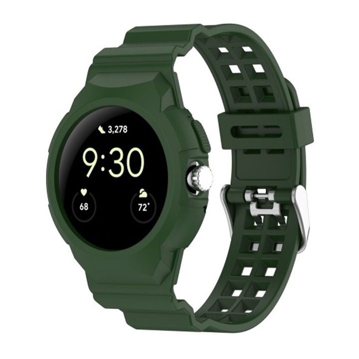 Curea Ajustabila Ceas SmartWatch pentru Google Pixel Watch / Watch 2 / Watch 3 41mm, OPTIM SOLUTION, Soft Silicone, Comfy to Wear, Fine Sports Watchband, Easy to install, Verde