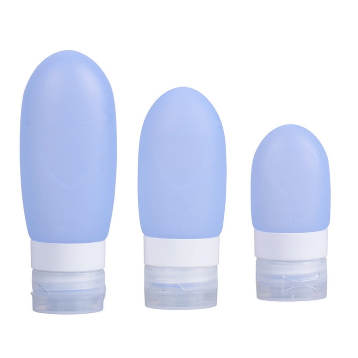 3 darabos szilikon utazópalack készlet, szivárgásmentes, többszínű, könnyen tölthető