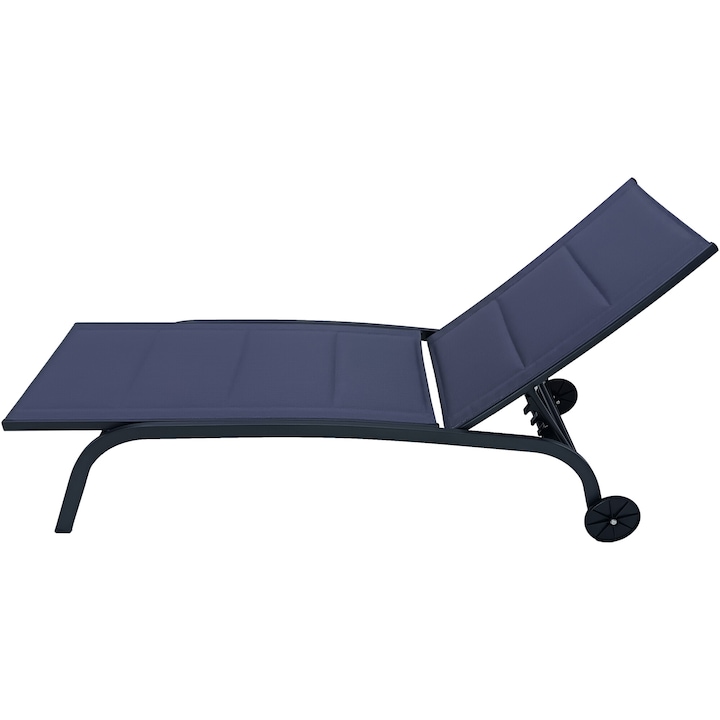 Sezlong cu roti Kring Tripoli, tub de otel, 184x60x35 cm