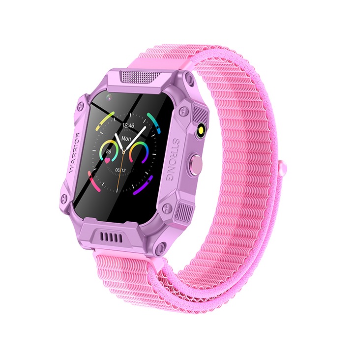 Ceas Smartwatch Pentru Copii YQT T33, Violet, cu Localizare GPS, Functie Telefon, Cartela SIM, Istoric, Camera