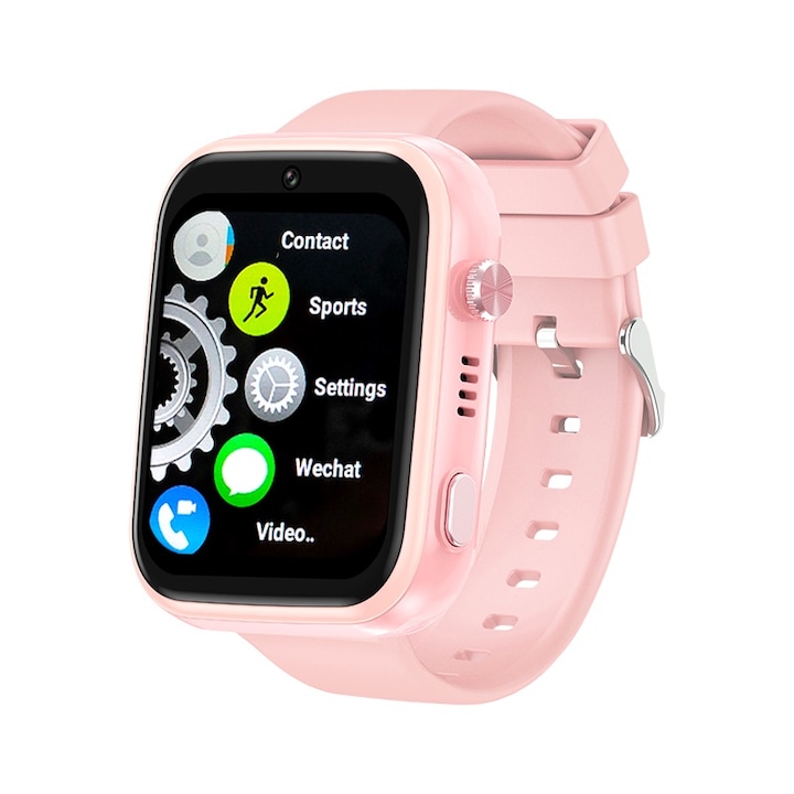 Ceas Smartwatch Pentru Copii YQT T45 PRO, Roz, cu Localizare GPS, Functie Telefon, Cartela SIM, Istoric, Camera