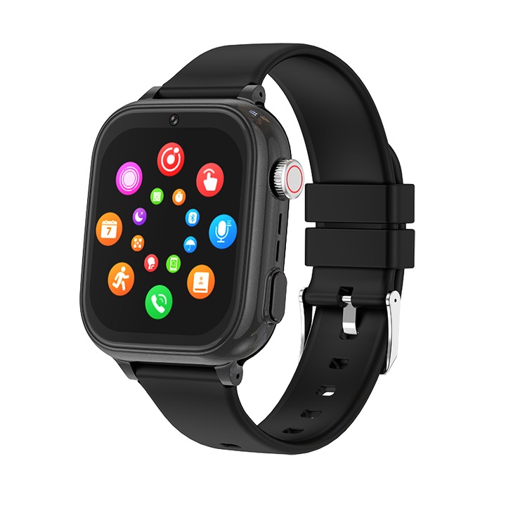 Ceas Smartwatch Pentru Copii YQT T53, Negru, cu Localizare GPS, Functie Telefon, Cartela SIM, Istoric, Camera
