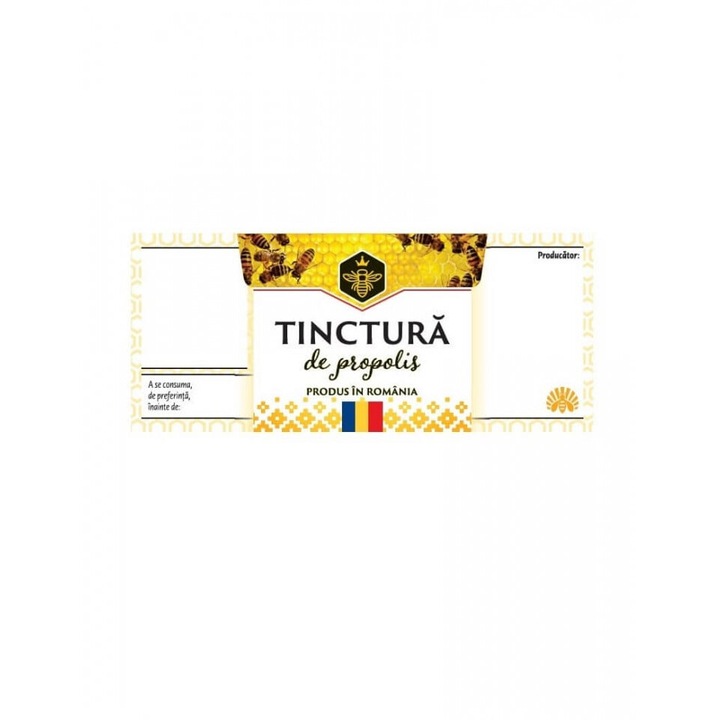 Propolisz tinktúra címke hagyományos motívumokkal 70mm x 35mm
