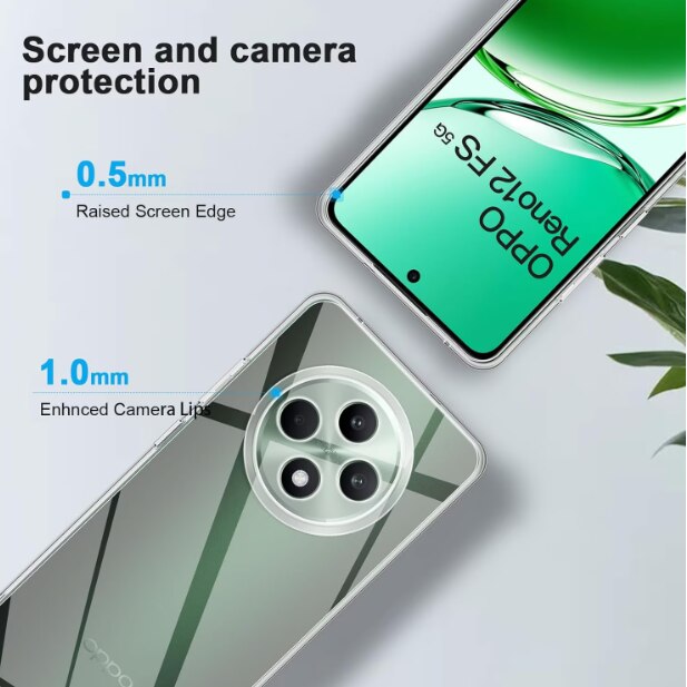 Husa protectie Mat-Tech compatibila cu Oppo Reno 12F 5G, Anti-soc, 2MM, Protectie Camera, Decupaje Precise, Rezistenta la impact, Margini ridicate pentru protectia ecranului, Transparenta