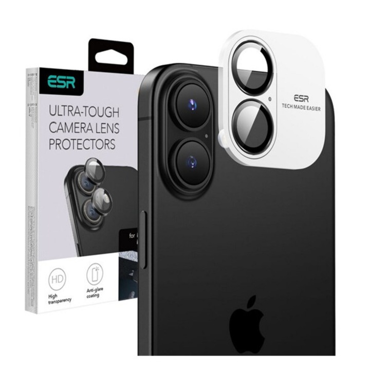 Esr kameravédő üveg, 9h, fekete, kompatibilis: Apple iPhone 16 Plus / iPhone 16