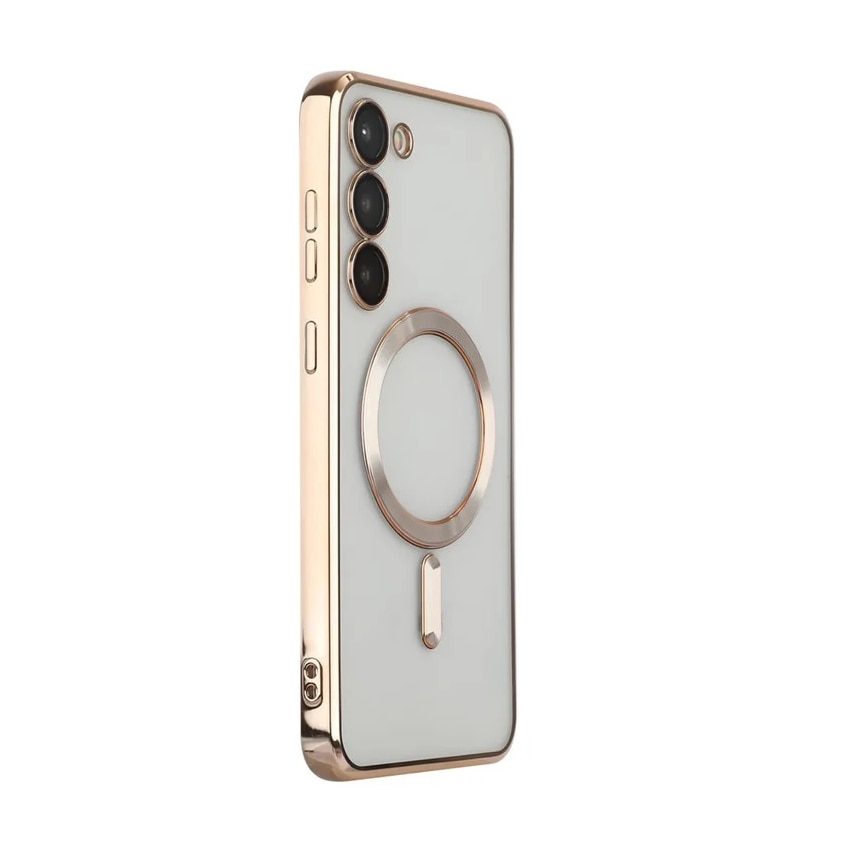 Husa compatibila cu Samsung Galaxy S26, ALC MOBILE, pentru telefon mobil cu protectie pentru camera, Tehnologie MagSafe, rezistenta la socuri, contur Auriu