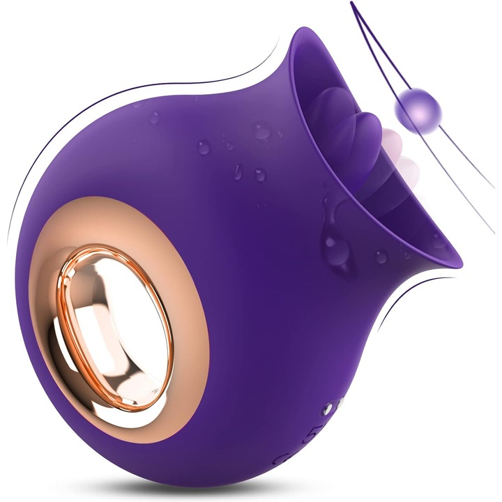 Vibrátor felnőtteknek, rózsa design, lila, 9 mód, 7x5cm, vízálló