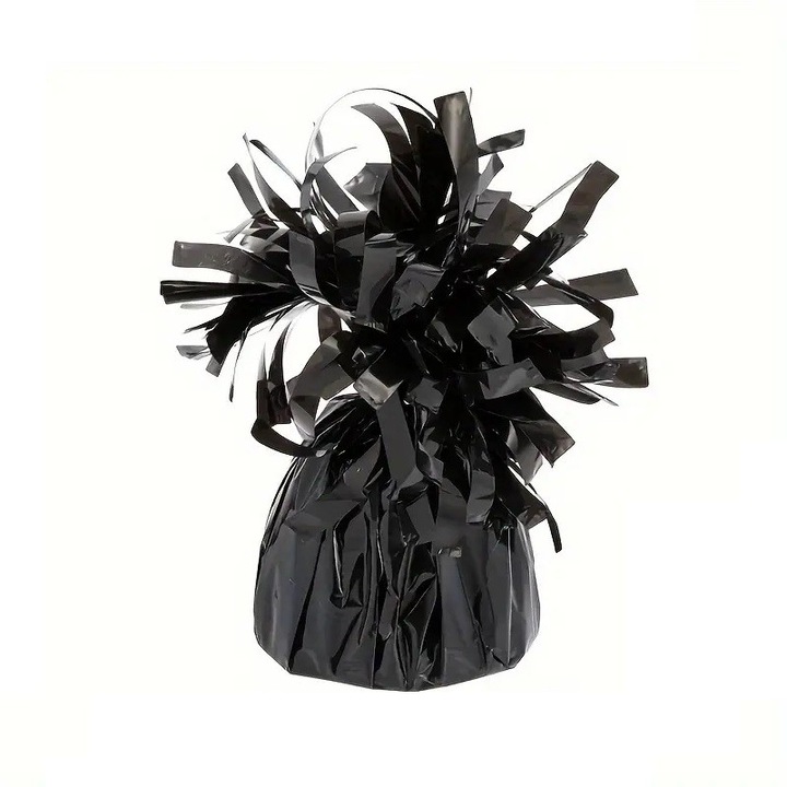 Тежест за балон с хелий, от Fitilomania, фолио с ресни, 170 г, 13 x 5 x 3 см, черна