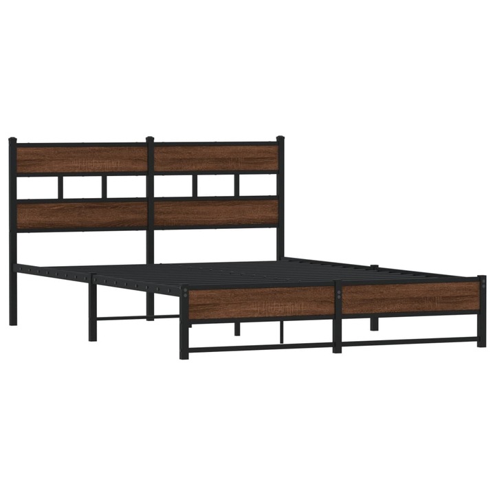 Cadru pat metalic fara saltea vidaXL, stejar maro, 140x200 cm, 26.35 kg 4017327