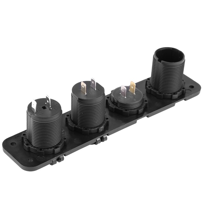 4 az 1-ben be/ki kapcsolópanel, kettős USB töltő voltmérővel autóhoz, hajóhoz, teherautóhoz, fekete, 12-24V