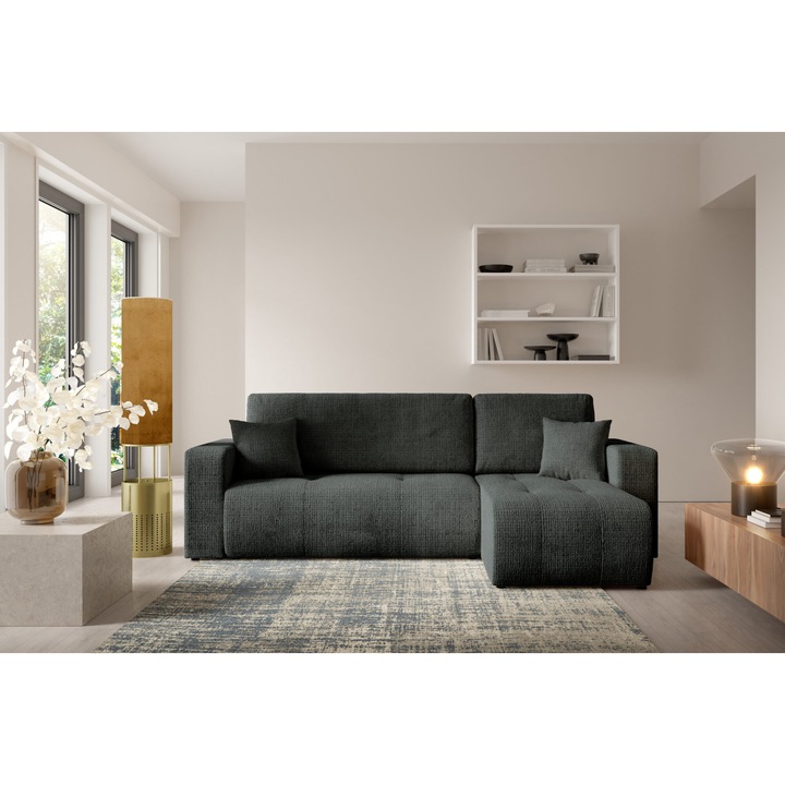 Coltar extensibil VELO, 200x135cm, cu container pentru lenjerie, tesatura Cremona, multicolor