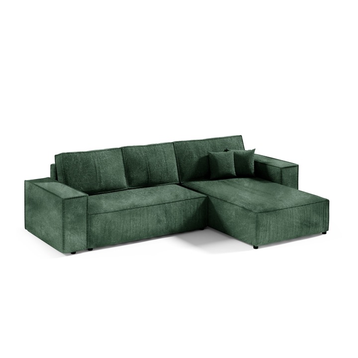 Coltar MILE L, catifea POSO, 244x140cm, cu functie de somn, cu spatiu de depozitare, multicolor