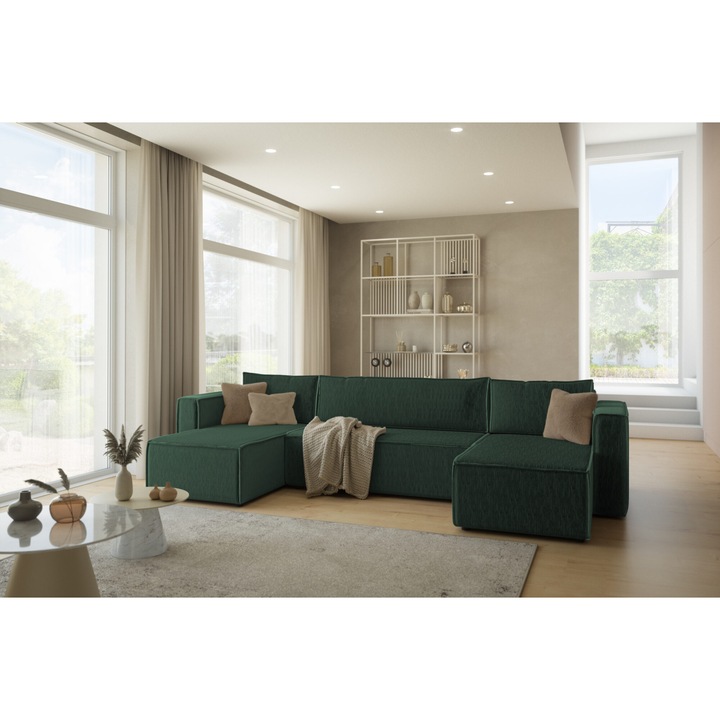 Coltar JIMMY U, extensibil, catifea POSO, 9 culori disponibile, 276x135cm