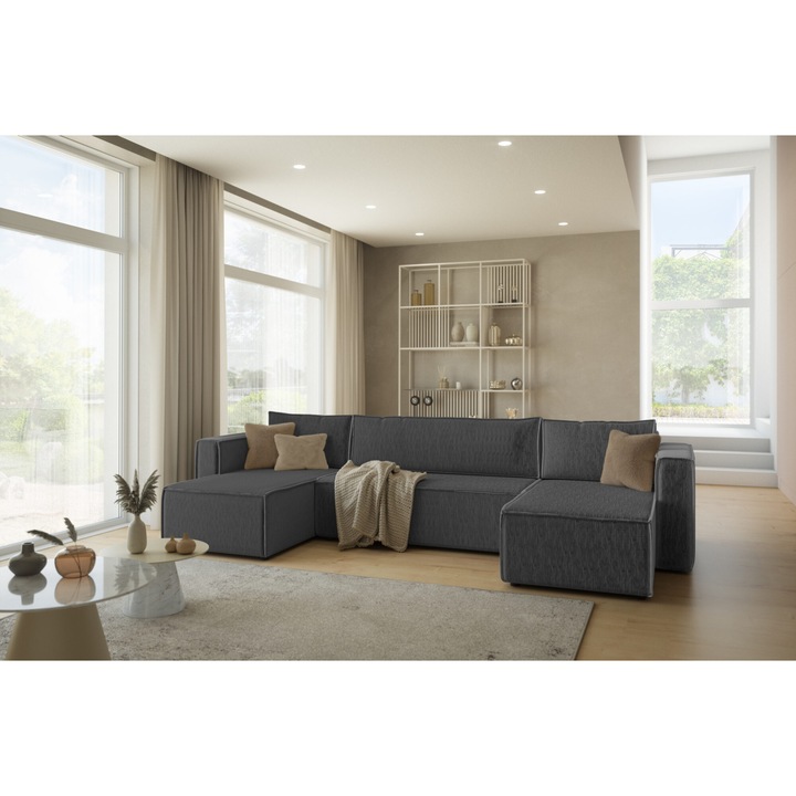 Coltar extensibil JIMMY U, catifea POSO, 276x135cm, 9 culori disponibile