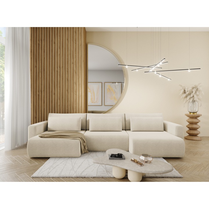 Coltar CURIOO U, functie de somn 300x135cm, material hidrorepelent, alb
