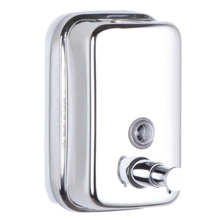 Rozsdamentes acél, falra szerelhető, kézi szappanadagoló hotelszobákba, egykezes működtetéssel