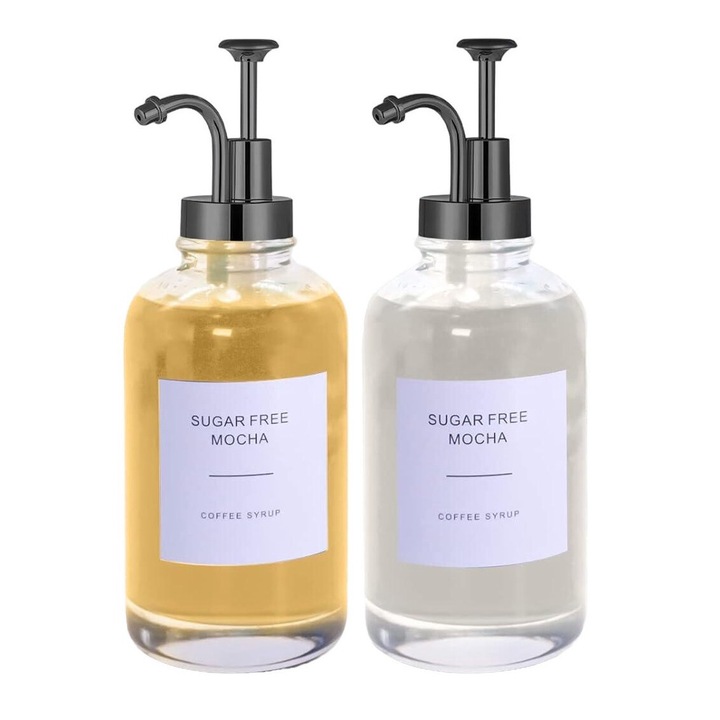 2 db szirup adagolóból és címkéből álló készlet, Longziming, bambusz, fehér