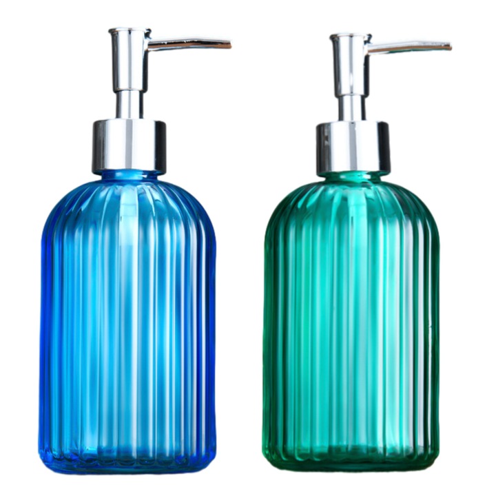 Üvegszappan adagoló, 2 db 400ml-es készlet, kék+zöld