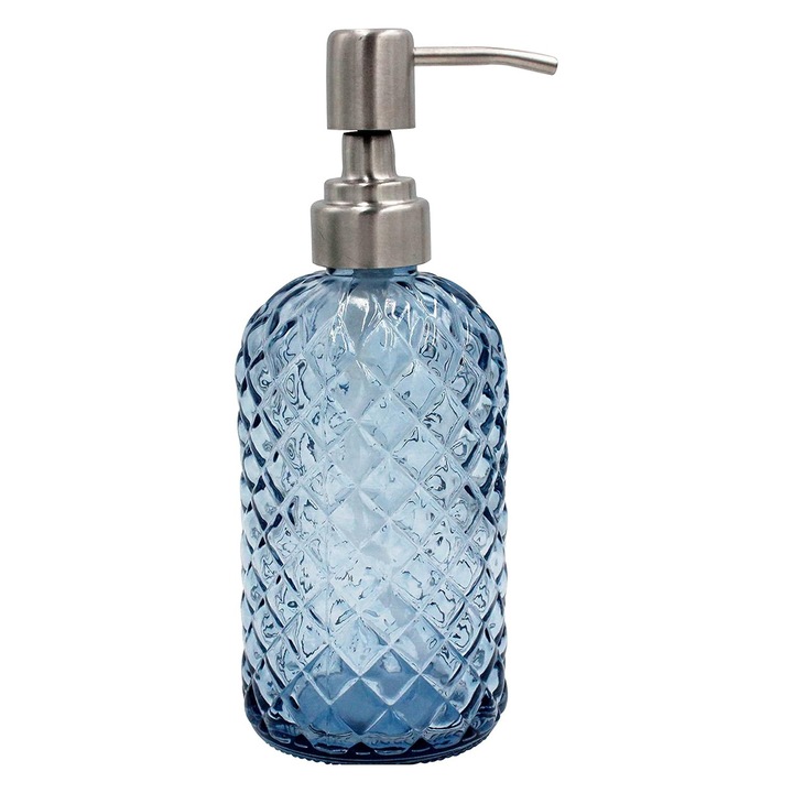 Üveg szappanadagoló, 350 ml, rombusz alakú, 2,8x2,8x7,5 cm