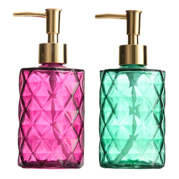 Set 2 dispensere sapun, plastic, verde/roz, 450ml