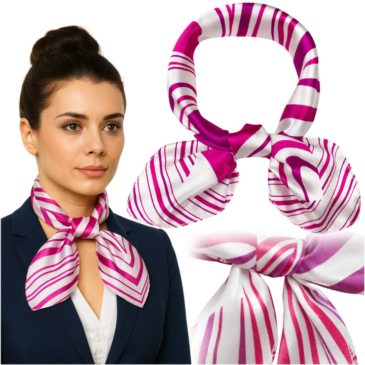 Esarfe, Korbi, Stewardess, Material Moale Si Usor, Versatila, Eleganta, 50 x 50 cm, Roz