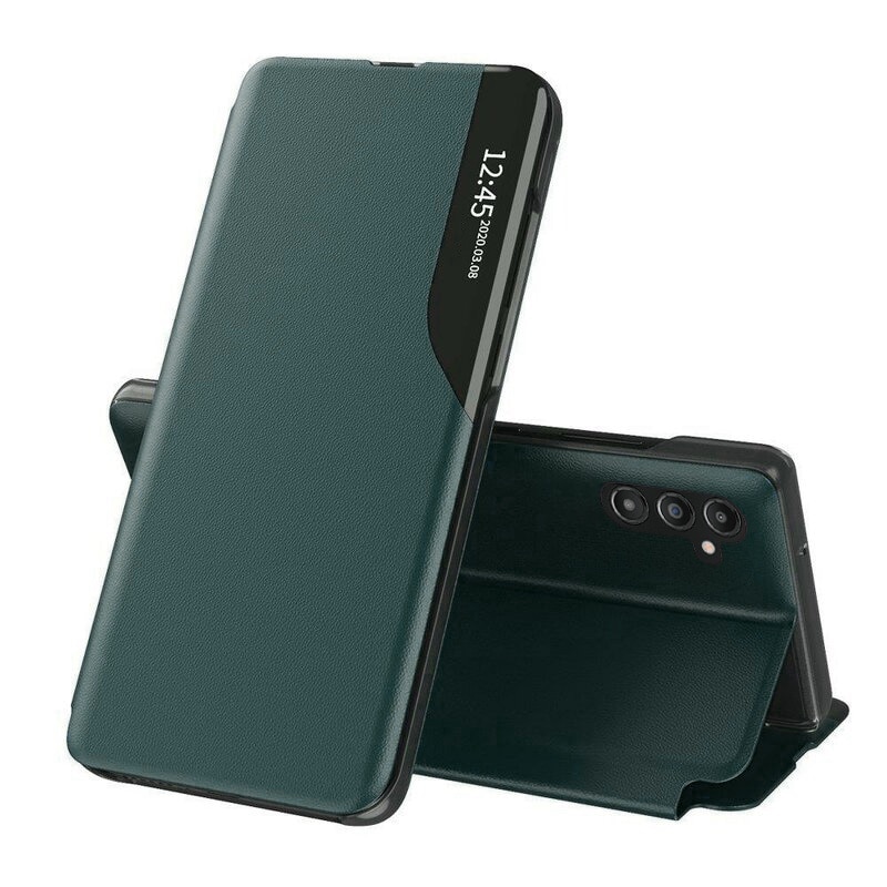 Husa pentru Samsung Galaxy A35 5G, SKYDDAR INNOVATION, eFold, tip carte, Verde, set cu sticker