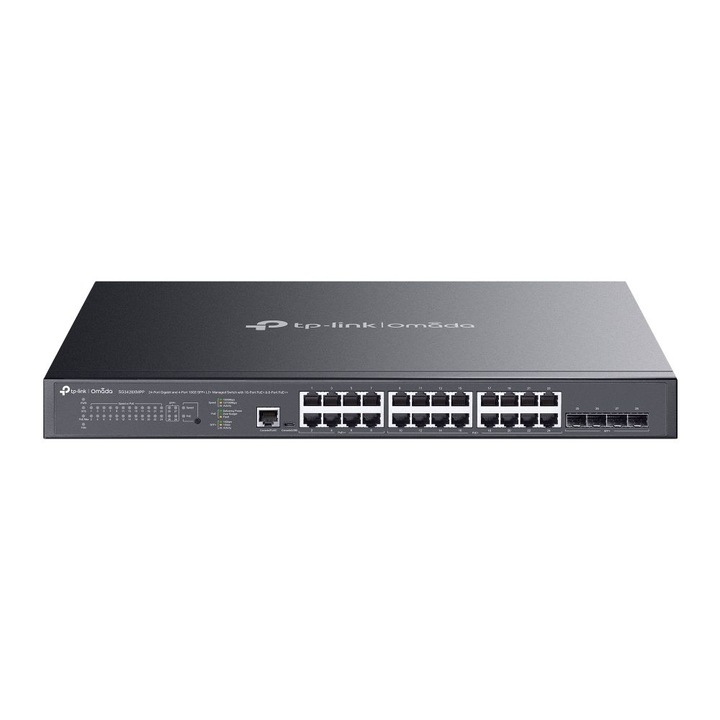 TP-Link SG3428XMPP Omada 24-Port Gigabit and 4-Port 10GE SFP+ L2+ Managed Switch with 16-Port PoE+ & 8-Port PoE++, 254712, Switch