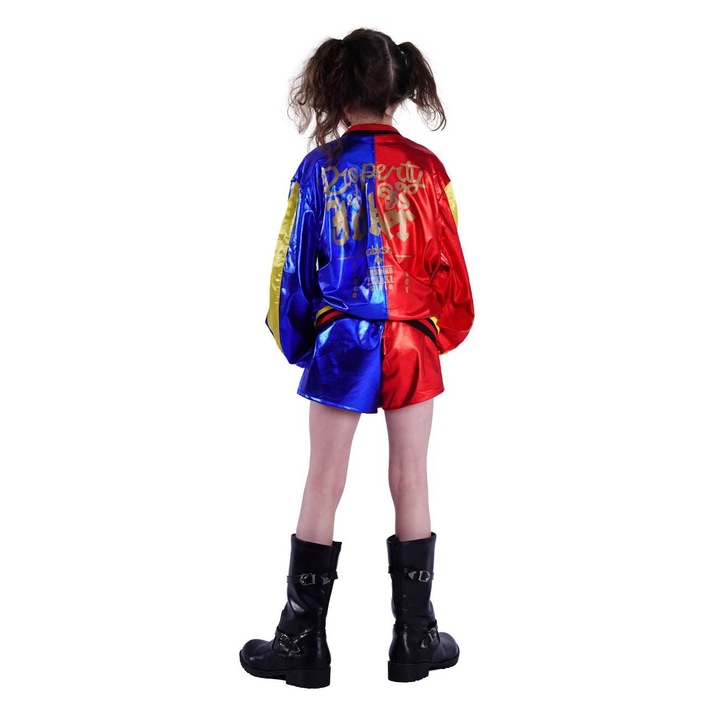 Costum deghizare Halloween copii, eroina Harley Quinn, albastru rosu, poliester, MYONNA IT & E- COMMERCE ®