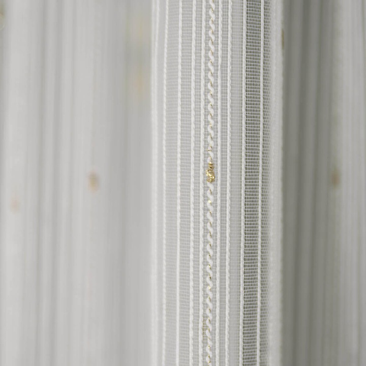 Комплект пердета на вертикални райета с памучна подплата тип пчелна пита, Adena, 500x275 см, Кремави, 2 бр.