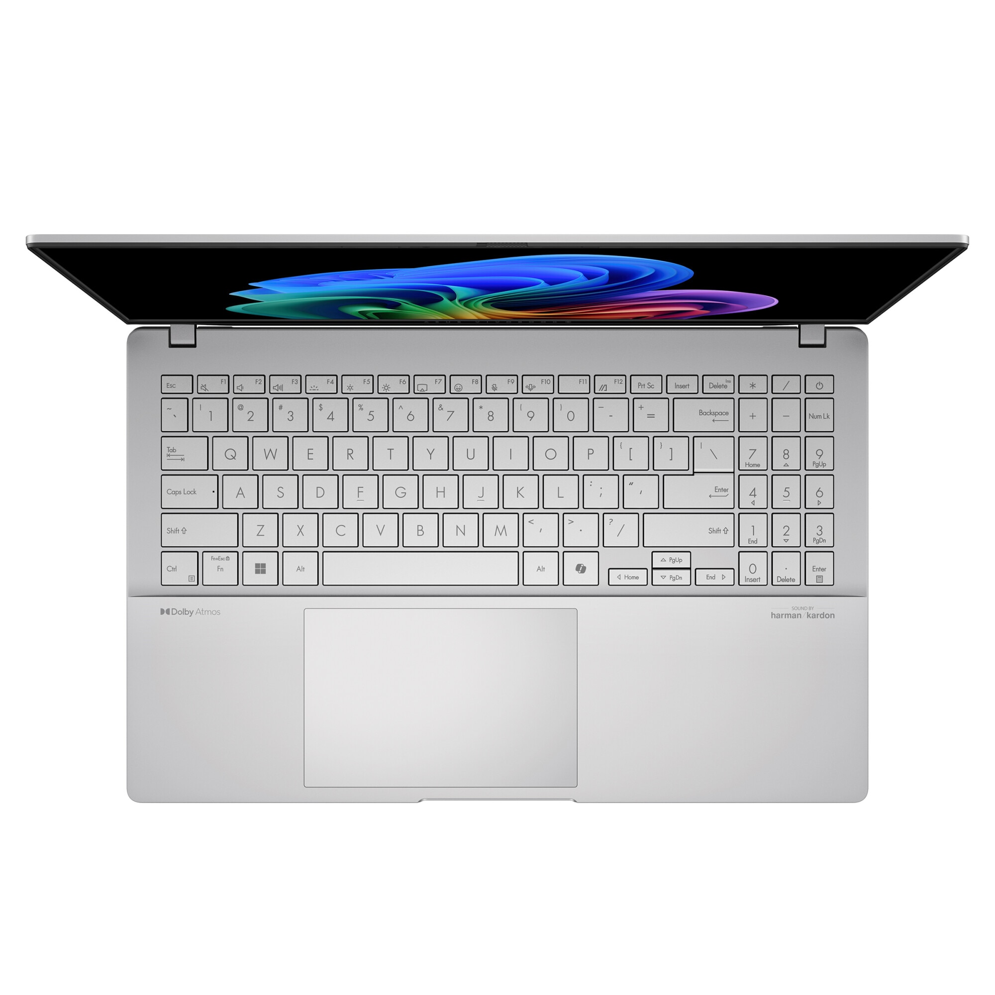 Laptop ASUS Vivobook S 15 K5507QA cu procesor Snapdragon® X Plus X1P 42 100 pana la 3.4GHz, 15.6'', 3K, OLED, 120Hz, 16GB LPDDR5X RAM, 1TB SSD, Qualcomm® Adreno™ GPU, Windows 11 Home, Cool Silver