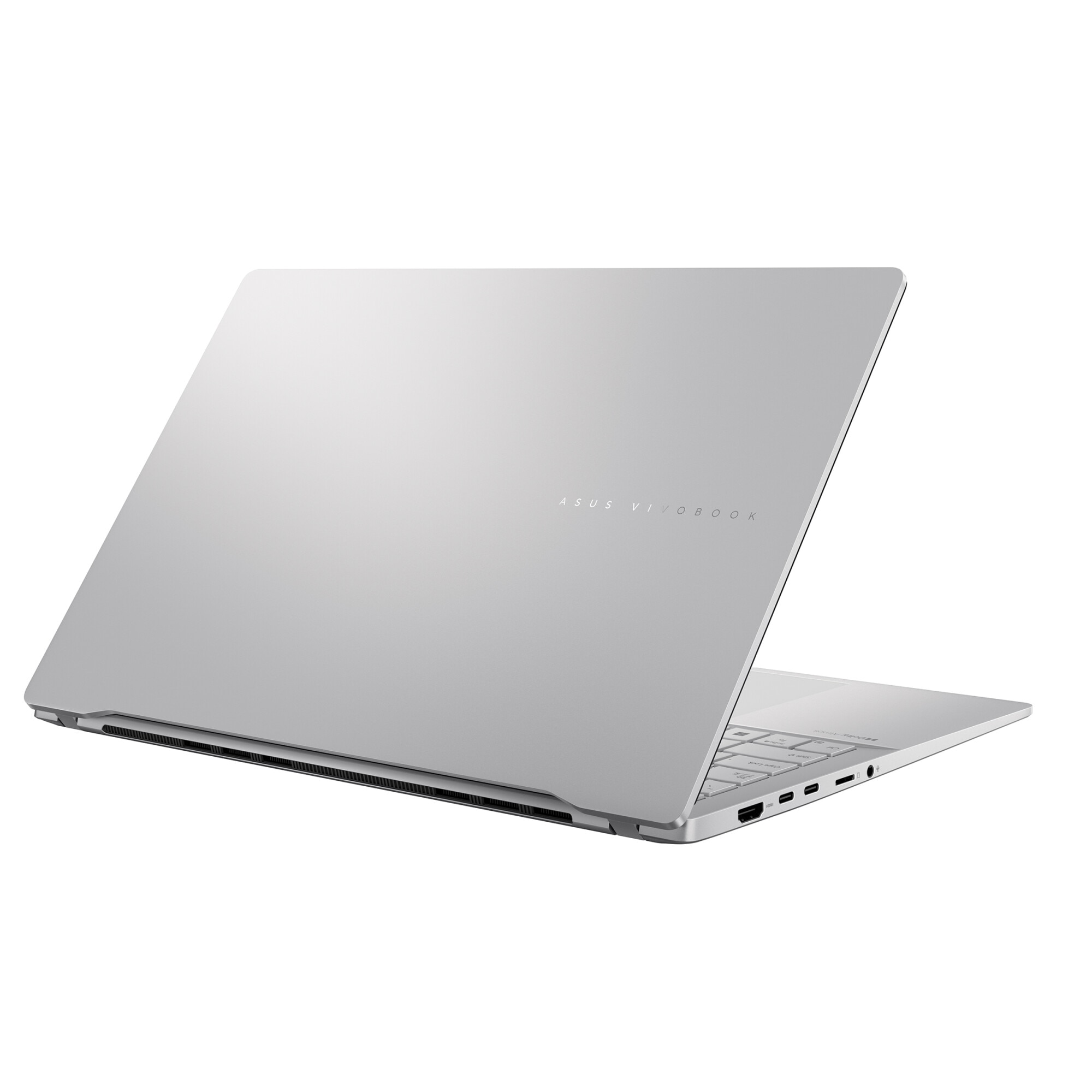 Laptop ASUS Vivobook S 15 K5507QA cu procesor Snapdragon® X Plus X1P 42 100 pana la 3.4GHz, 15.6'', 3K, OLED, 120Hz, 16GB LPDDR5X RAM, 1TB SSD, Qualcomm® Adreno™ GPU, Windows 11 Home, Cool Silver
