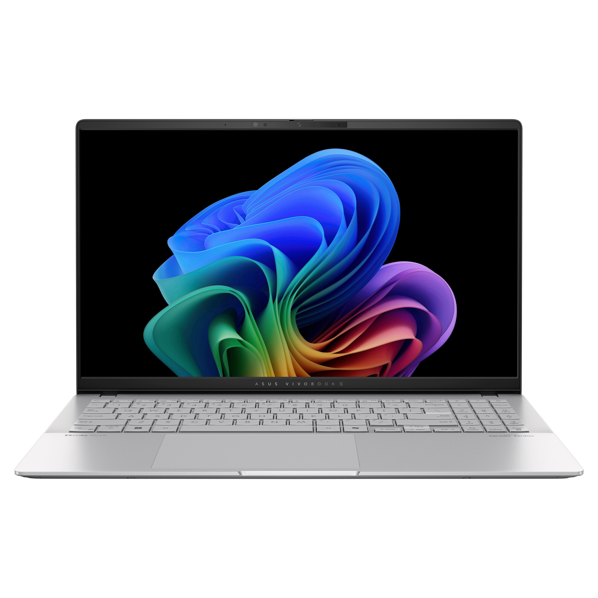 Laptop ASUS Vivobook S 15 K5507QA cu procesor Snapdragon® X Plus X1P 42 100 pana la 3.4GHz, 15.6'', 3K, OLED, 120Hz, 16GB LPDDR5X RAM, 1TB SSD, Qualcomm® Adreno™ GPU, Windows 11 Home, Cool Silver