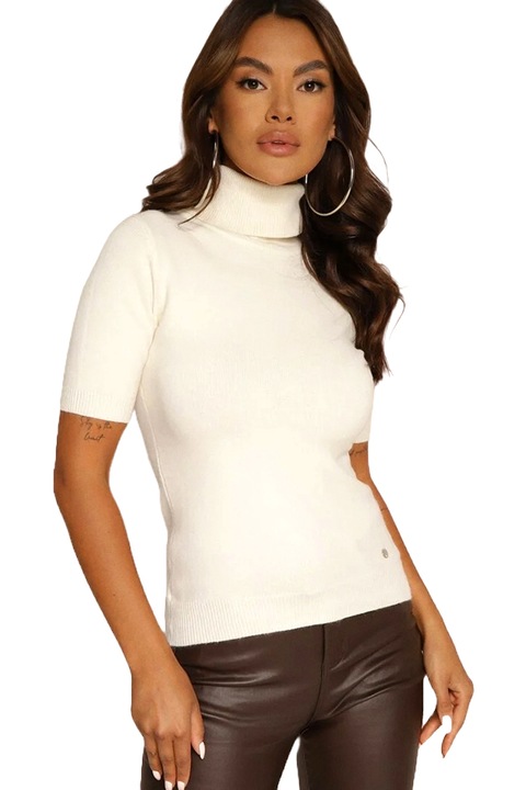 Bluza dama Patrizia, cu maneca scurta si guler pe gat, Fucsia, Marime universala S/M, FashionForYou