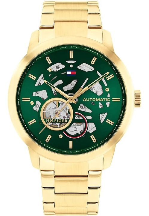 Ceas Tommy Hilfiger Automat, Seagull TY2836, Verde, Aur, 5 ATM