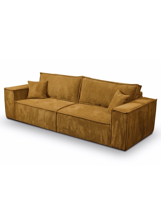 Canapea extensibila, functie de somn, 200x155cm, textil, maro