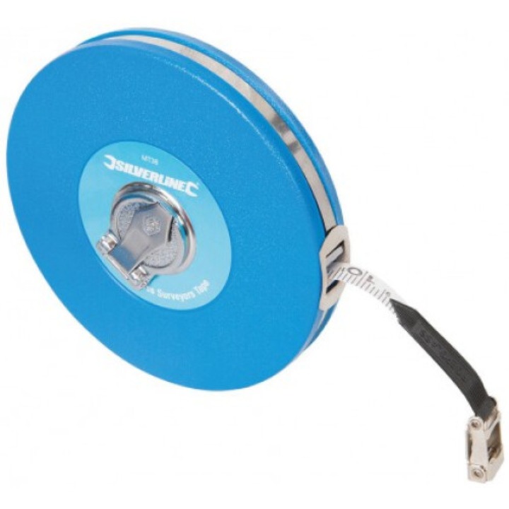 Banda geodezica, fibra de sticla, 30m x 13mm, rezistenta la apa, cu scara metrica si imperiala