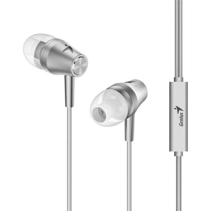 Casti cu fir Genius HS-M360, microfon, 3.5mm, argintii, design Kivalo