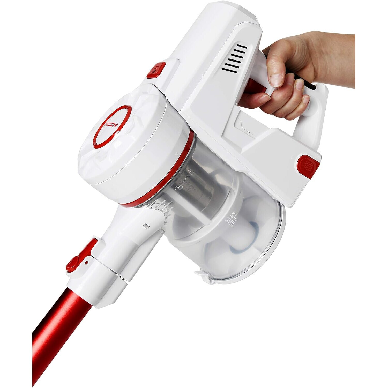 Aspirator vertical fara fir putere aspirare 15kpa, 200 W, baterie 22.2 V, autonomie 30 min, filtrare 99.9%, recipient praf 0.8 L, tub flexibil, perie cu LED, panou digital, suport perete Necchi